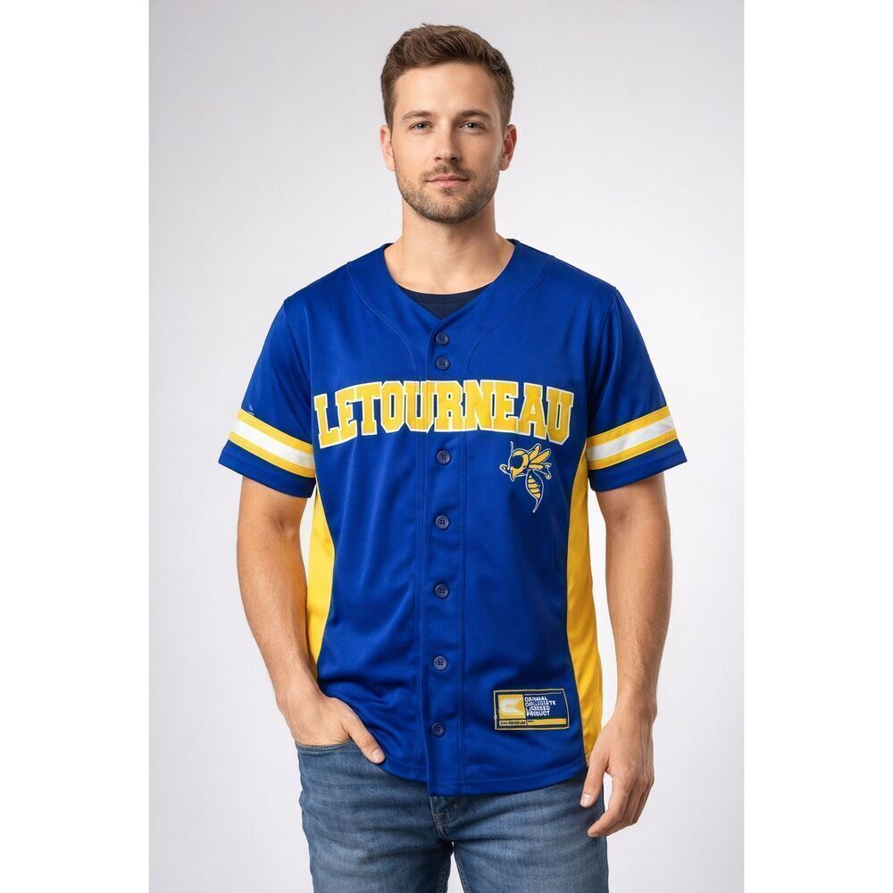 Colosseum Letourneau Yellowjackets Baseball Jersey Blue Small NWT